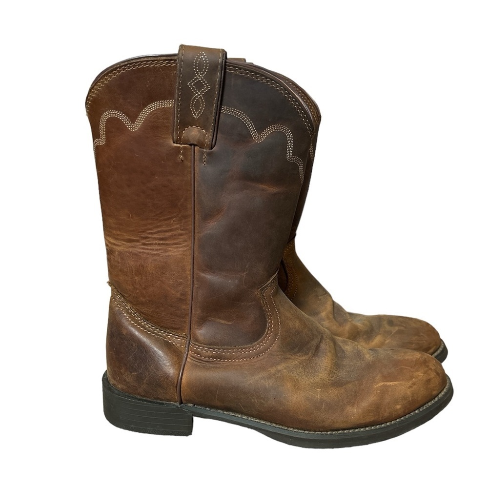 Justin Boots Stampede Jeb Tan Apache men’s round toe roper boots size 8D